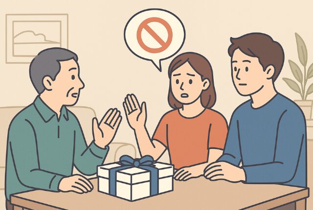 お中元をやめようか話し合っている親子