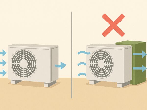 室外機の周りに何もない状態と邪魔なものがある状態