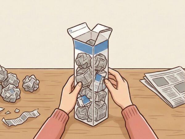 丸めた新聞紙や別のパックをギチギチに詰め込む