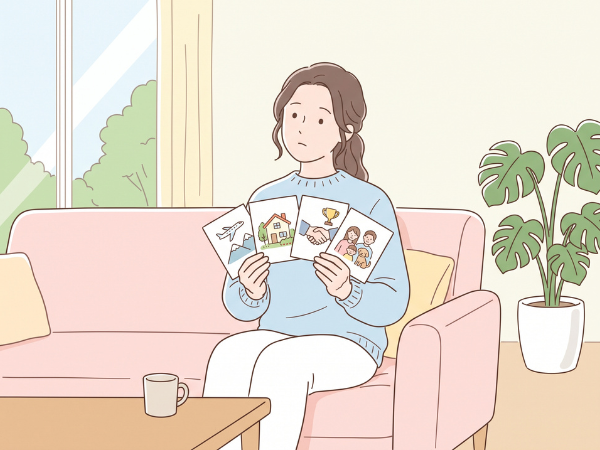 願いを信じたのに何も起きないなぁと考えている女性