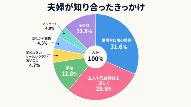 夫婦が知り合ったきっかけの円グラフ